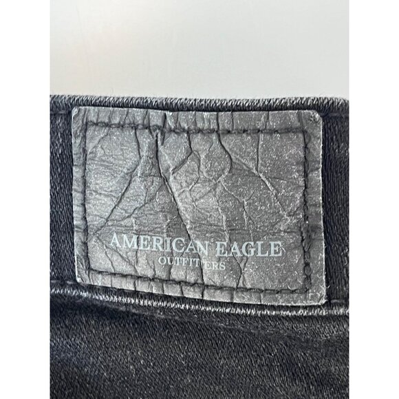 American Eagle Outfitters Womens Black Skinny Jeans Size 2 Distressed Knee Denim - Picture 7 of 11